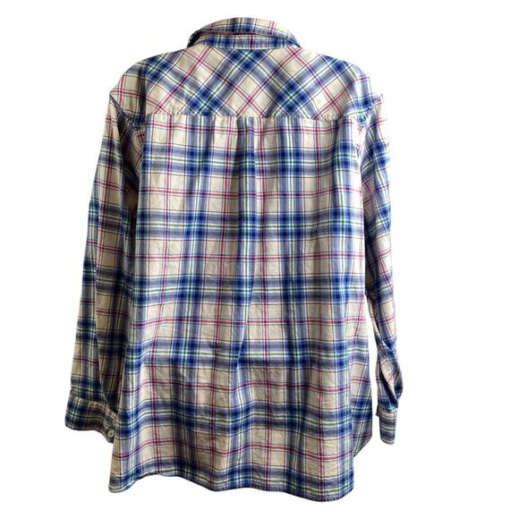 Talbots Blue Plaid Classic Button Up Shirt Plus Size 3XP Western Casual Preppy - Picture 2 of 11
